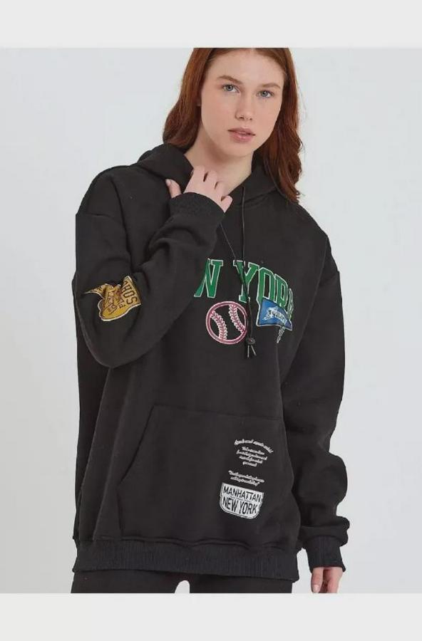 Baskılı Kapüşonlu Sweatshirt