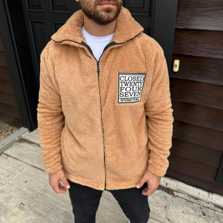 Polar Fermuarlı Sweatshirt – Kapüşonsuz, Cepli, Yumuşak Dokulu, Oversize Rahat Kalıp, Kışlık Sıcak Tutan Fermuarlı Üst