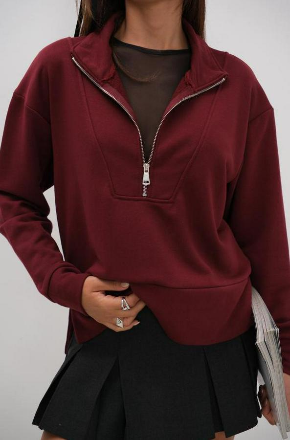 Fermuar Ve Dikiş Detaylı Sweatshirt