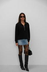 Fermuar Ve Dikiş Detaylı Sweatshirt