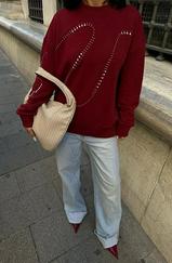 Gümüş Taşlı Sweatshirt 8052