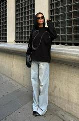 Gümüş Taşlı Sweatshirt 8052