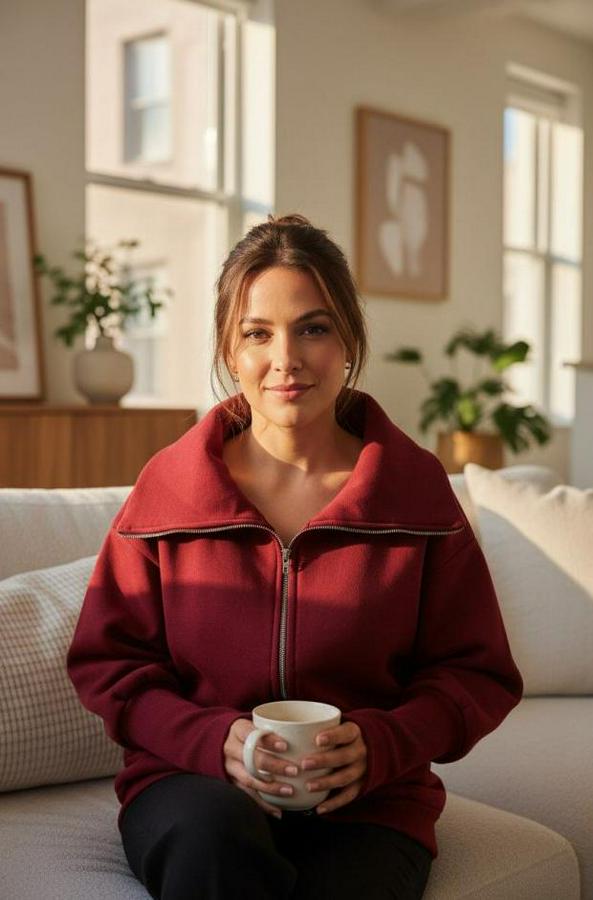 Uzun Kollu Fermuar Detay Sweat Shirt