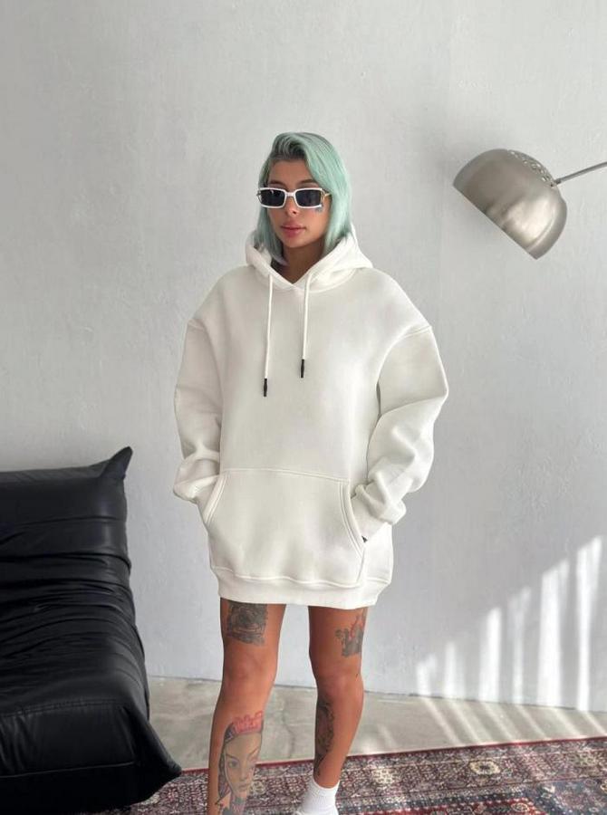 Kapşonlu Üç Iplik Penye Basic Sweatshirt