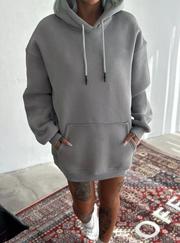 Kapşonlu Üç Iplik Penye Basic Sweatshirt