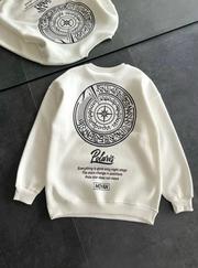 Kışlık Bisiklet Yaka Ön Ve Arka Baskılı Sweatshirt