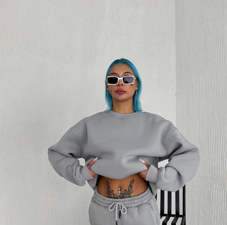 Kışlık Bisiklet Yaka Üç Iplik Basic Sweatshirt