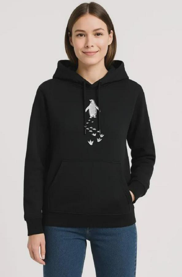 Nihilist Penguen Temalı Oversize Kapüşonlu Sweatshirt