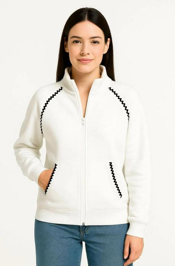 Oversize Dik Yaka Fermuarlı Sweatshirt