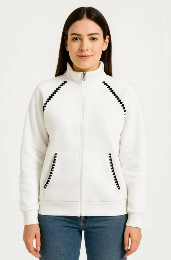 Oversize Dik Yaka Fermuarlı Sweatshirt