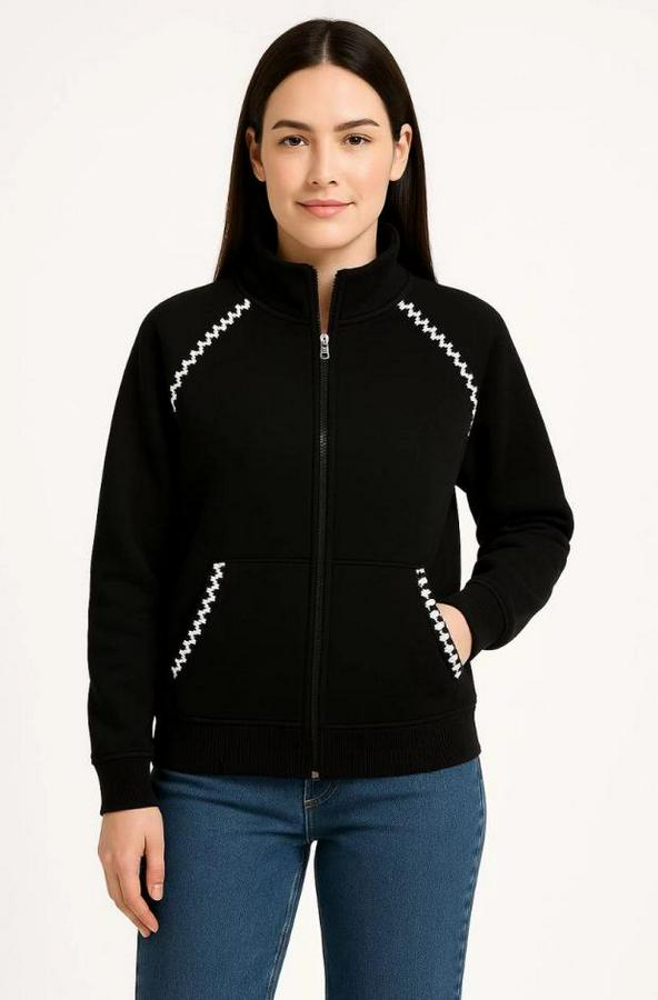 Oversize Dik Yaka Fermuarlı Sweatshirt