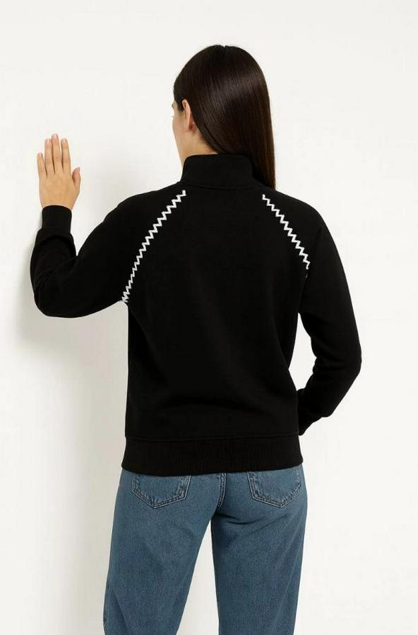 Oversize Dik Yaka Fermuarlı Sweatshirt