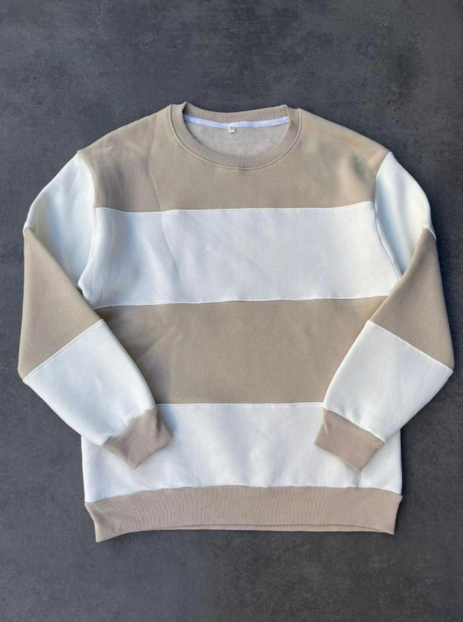 Parçalı Bisiklet Yaka Baskılı Sweatshirt