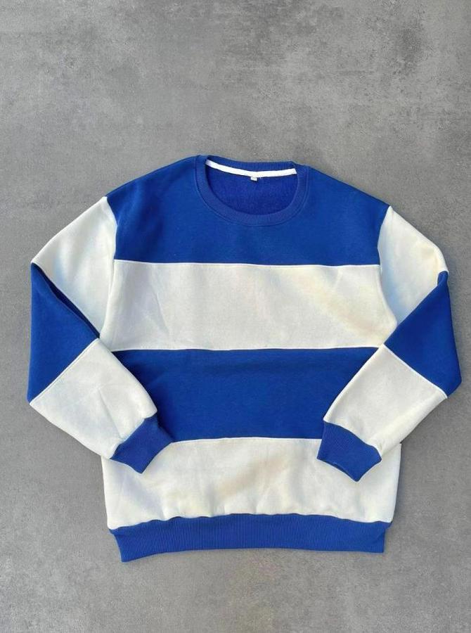Parçalı Bisiklet Yaka Baskılı Sweatshirt
