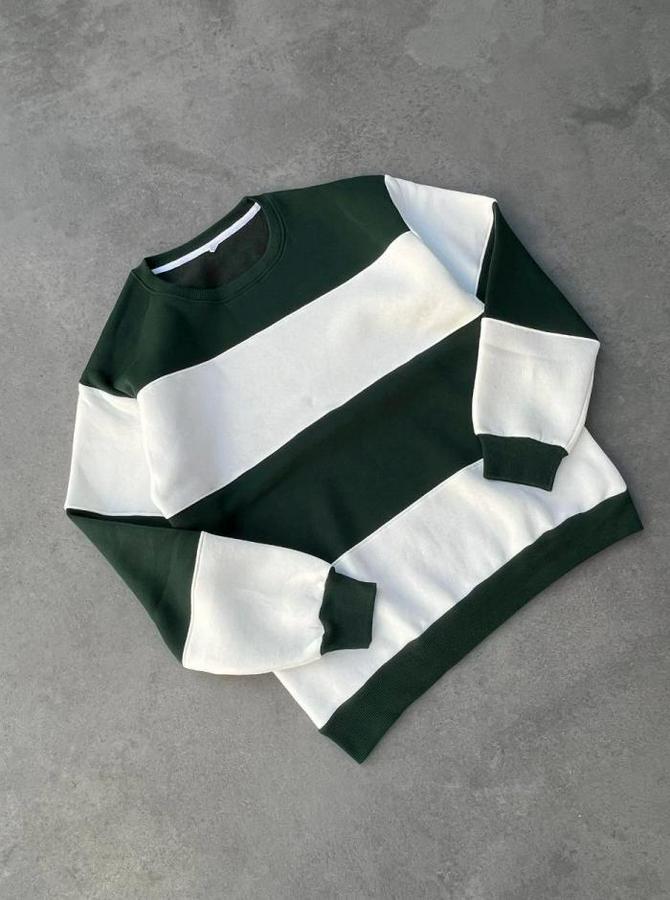 Parçalı Bisiklet Yaka Baskılı Sweatshirt