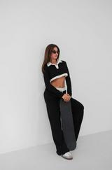 Polo Yaka Garnili Crop Sweatshirt