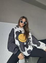 Smiley Face Kapüşonlu Sweatshirt