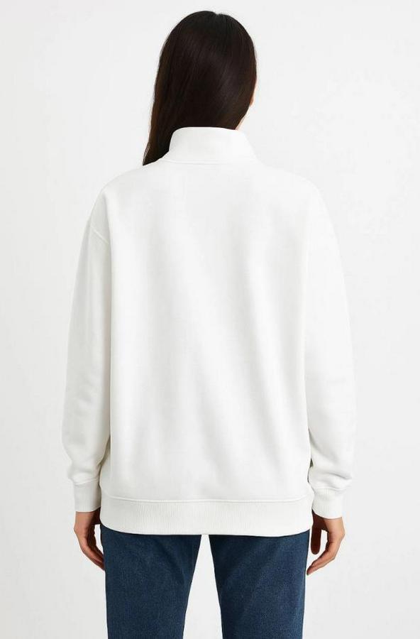 Üç Iplik Dık Yaka Yarım Fermuarlı Sweatshirt