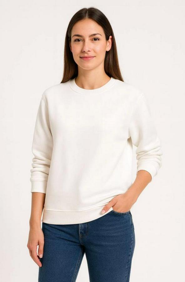 Üç Iplik Düz Bisiklet Yaka Sweatshirt