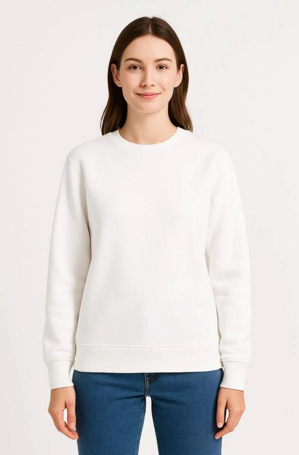 Üç Iplik Düz Bisiklet Yaka Sweatshirt