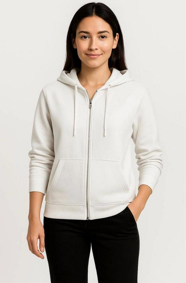 Üç Iplik Kapüşonlu Tam Fermuarlı Kanguru Çepli Sweatshirt Hoodie