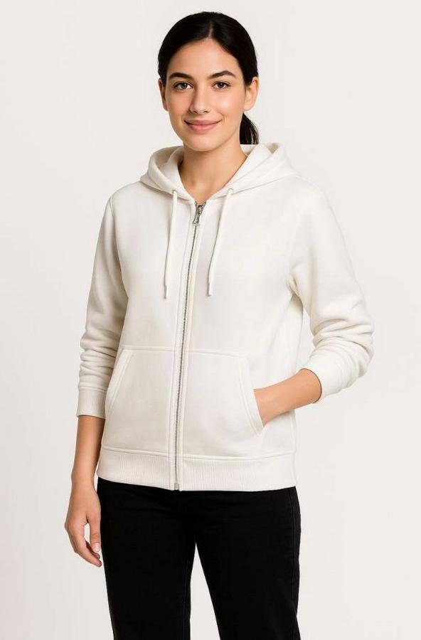 Üç Iplik Kapüşonlu Tam Fermuarlı Kanguru Çepli Sweatshirt Hoodie