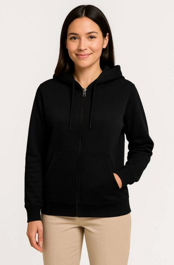 Üç Iplik Kapüşonlu Tam Fermuarlı Kanguru Çepli Sweatshirt Hoodie