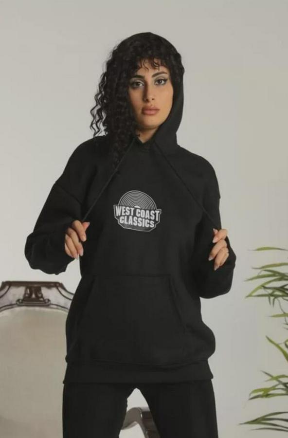 Unisex Sırt Baskılı Kapüşonlu Üç Iplik Oversize Sweatshirt