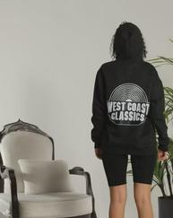 Unisex Sırt Baskılı Kapüşonlu Üç Iplik Oversize Sweatshirt