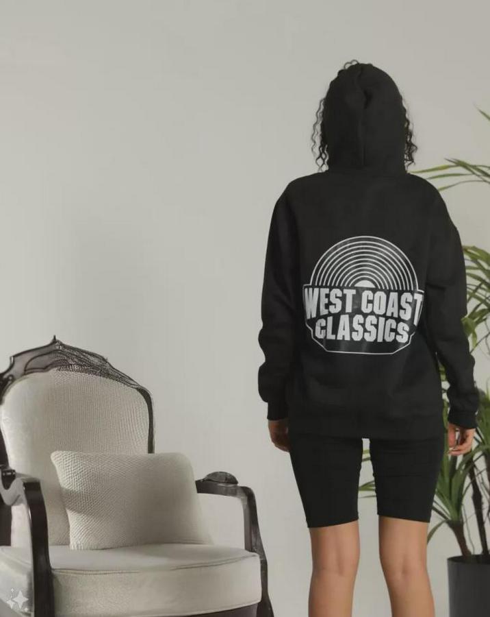 Unisex Sırt Baskılı Kapüşonlu Üç Iplik Oversize Sweatshirt