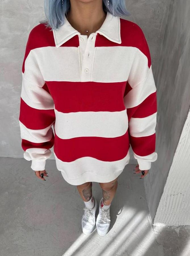 Unisex Üç Iplik Parçalı Yakalı Sweatshirt