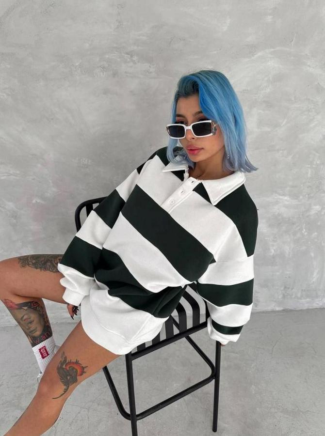 Unisex Üç Iplik Parçalı Yakalı Sweatshirt