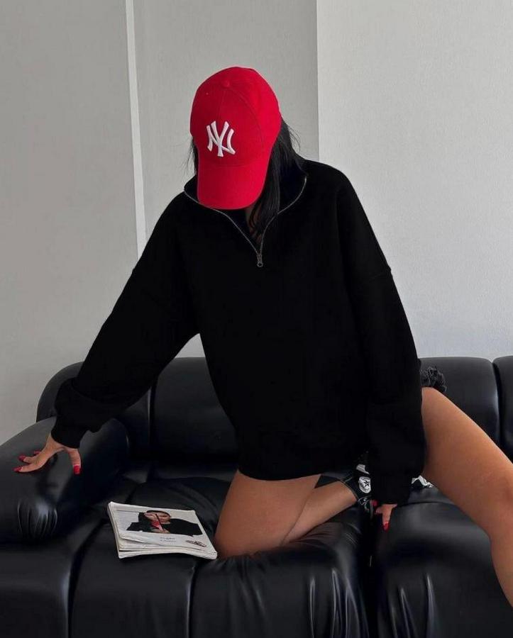 Yarım Fermuarlı Üç Iplik Sweatshirt