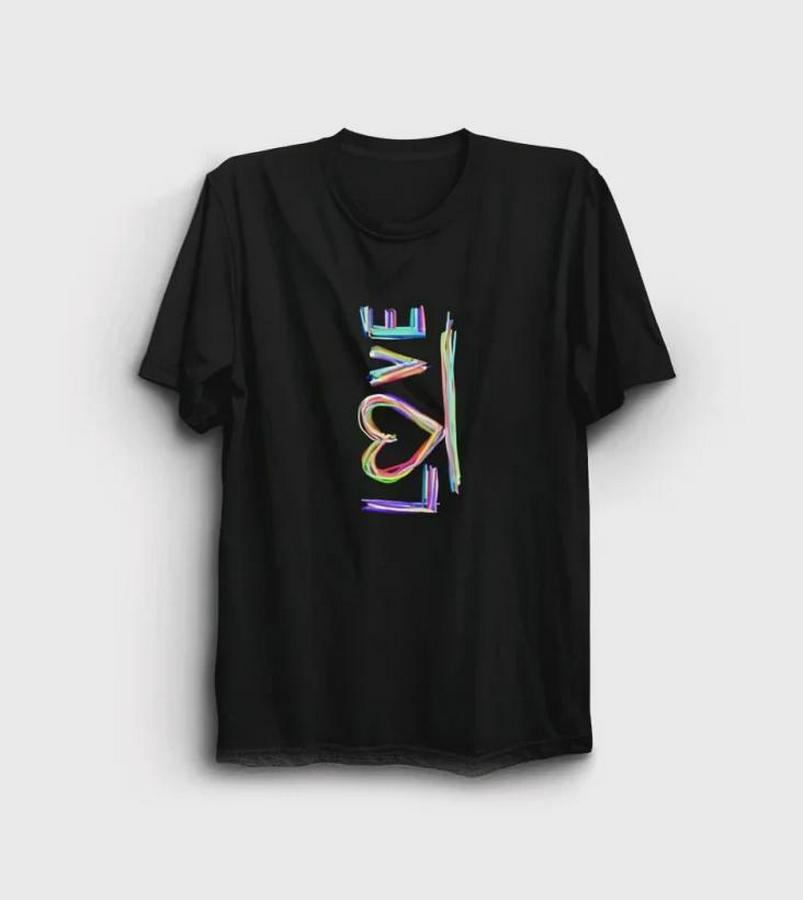 Şubat Sevgililer Günü Love Baskılı Oversize Bisiklet Yaka T-Shirt