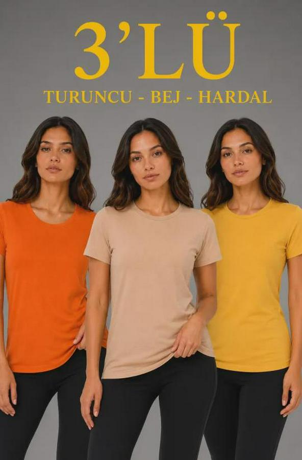 ’lü Kısa Kollu Bisiklet Yaka Basic Slim Fit T-Shirt