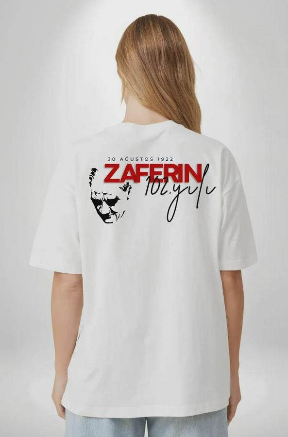 Ağustos Zafer Bayramı Atatürk Temalı Oversize Bisiklet Yaka T-Shirt