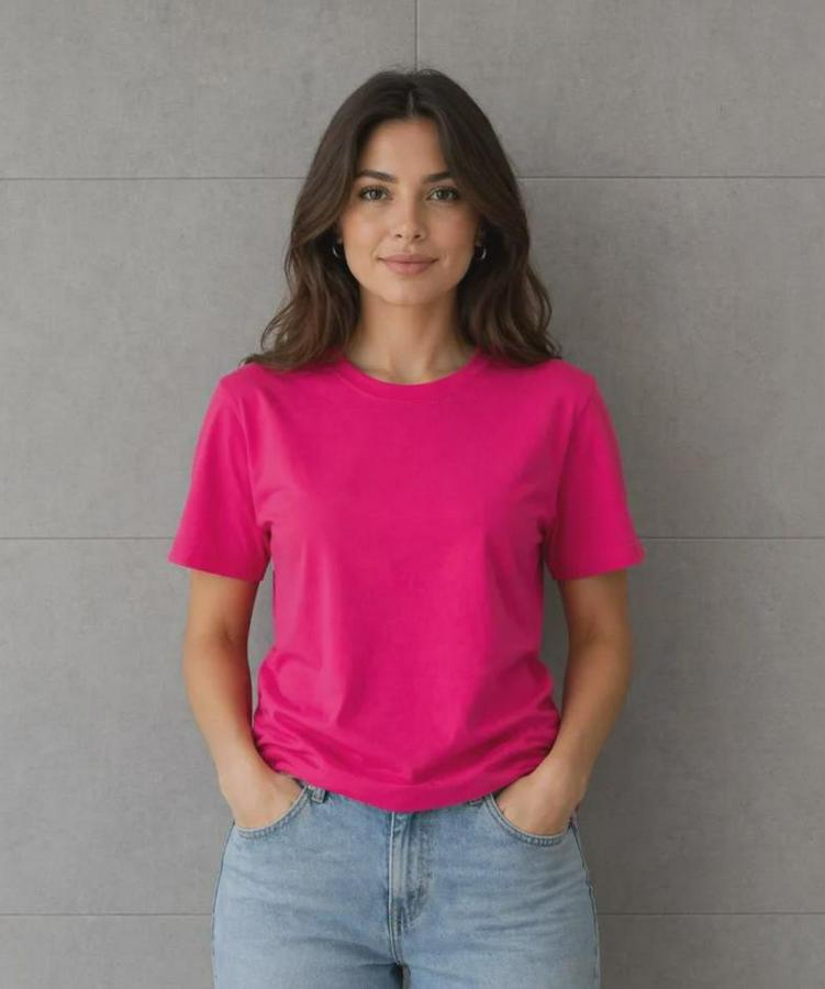 Basic Pamuklu Tişört Bisiklet Yaka Düz Renk Relaxed Fit T-Shirt