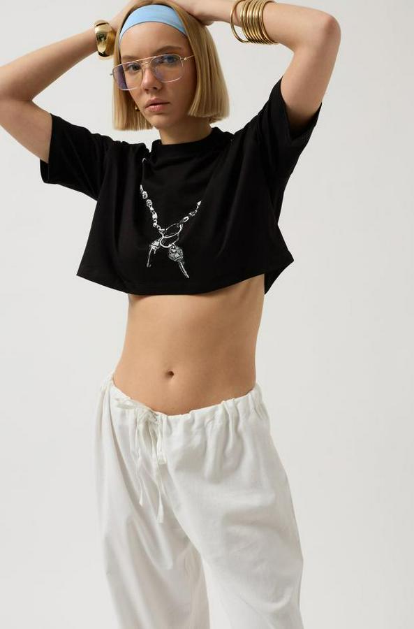 Baskılı Crop T-Shirt