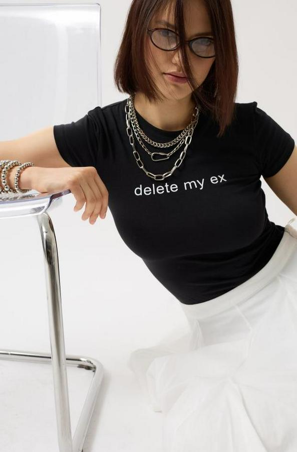 Baskılı Likralı Crop T-Shirt