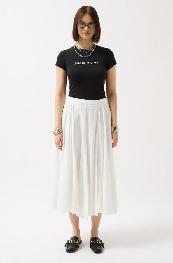 Baskılı Likralı Crop T-Shirt