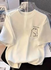 Baskılı Oversize Bisiklet Yaka T-Shirt