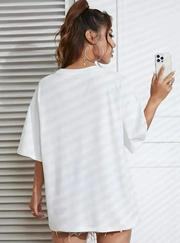 Baskılı Oversize Bisiklet Yaka T-Shirt
