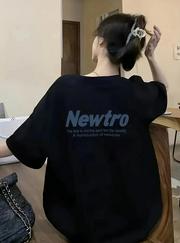 Baskılı Oversize Bisiklet Yaka T-Shirt