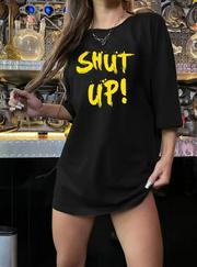 Baskılı Oversize Bisiklet Yaka T-Shirt