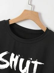 Baskılı Oversize Bisiklet Yaka T-Shirt