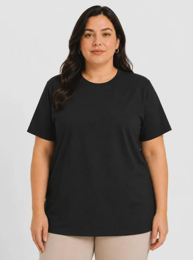 Battal Big Size Basic Tişört Bisiklet Yaka Rahat Kalıp T-Shirt