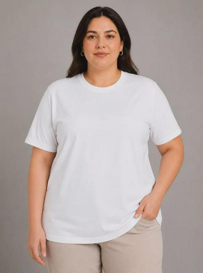Battal Big Size Basic Tişört Bisiklet Yaka Rahat Kalıp T-Shirt