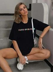 Bisiklet Yaka Baskılı T-Shirt
