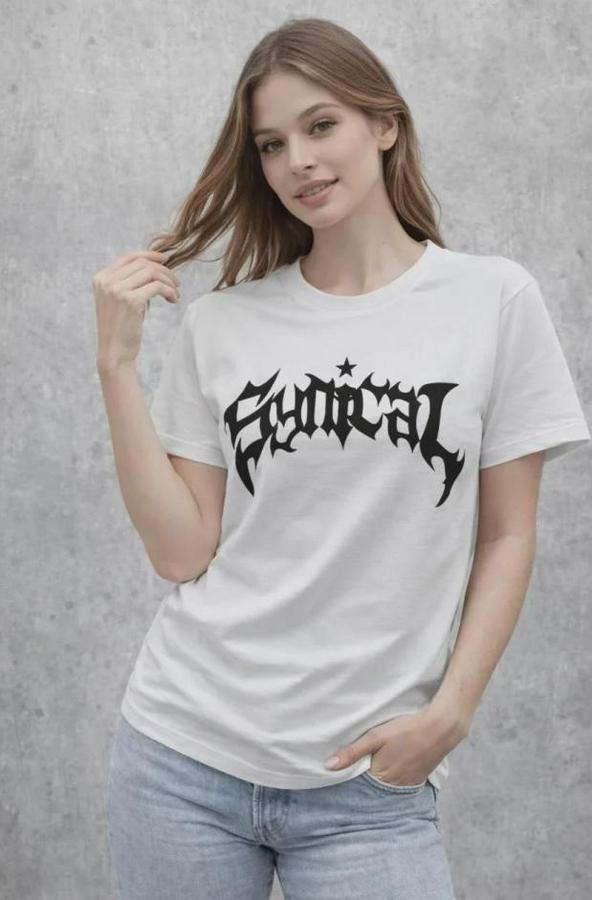 Bisiklet Yaka Ön Baskılı Kısa Kollu Tişört Streetwear Günlük Basic Pamuklu T-Shirt