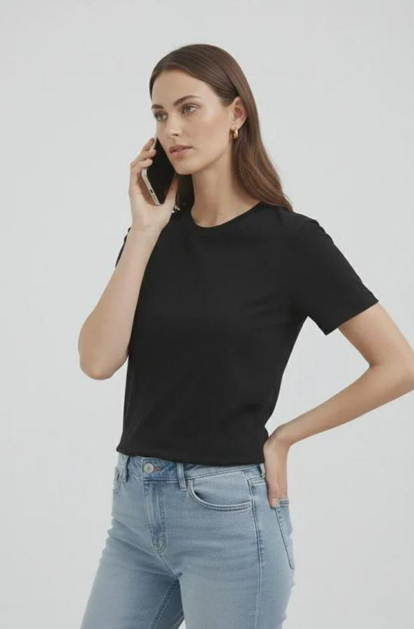 Bisiklet Yaka Tişört Regular Kalıp Basic Pamuklu Günlük Kullanım T-Shirt